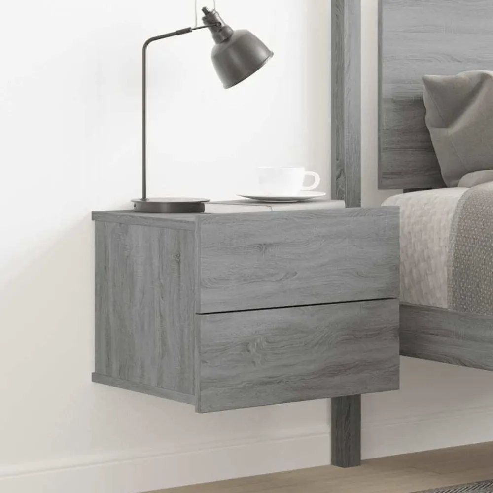 vidaXL Mesita de noche madera contrachapada 40x30x30 cm Gris sonoma Discount