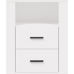 vidaXL Mesita de noche madera contrachapada 50x36x60 cm Blanco Discount