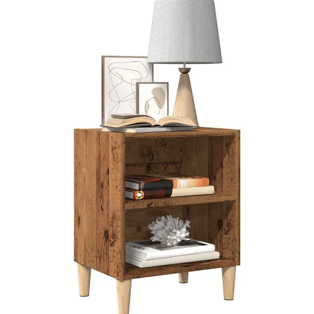 vidaXL Mesita de noche madera de ingeniería envejecida 40x30x50 cm Madera antigua Best