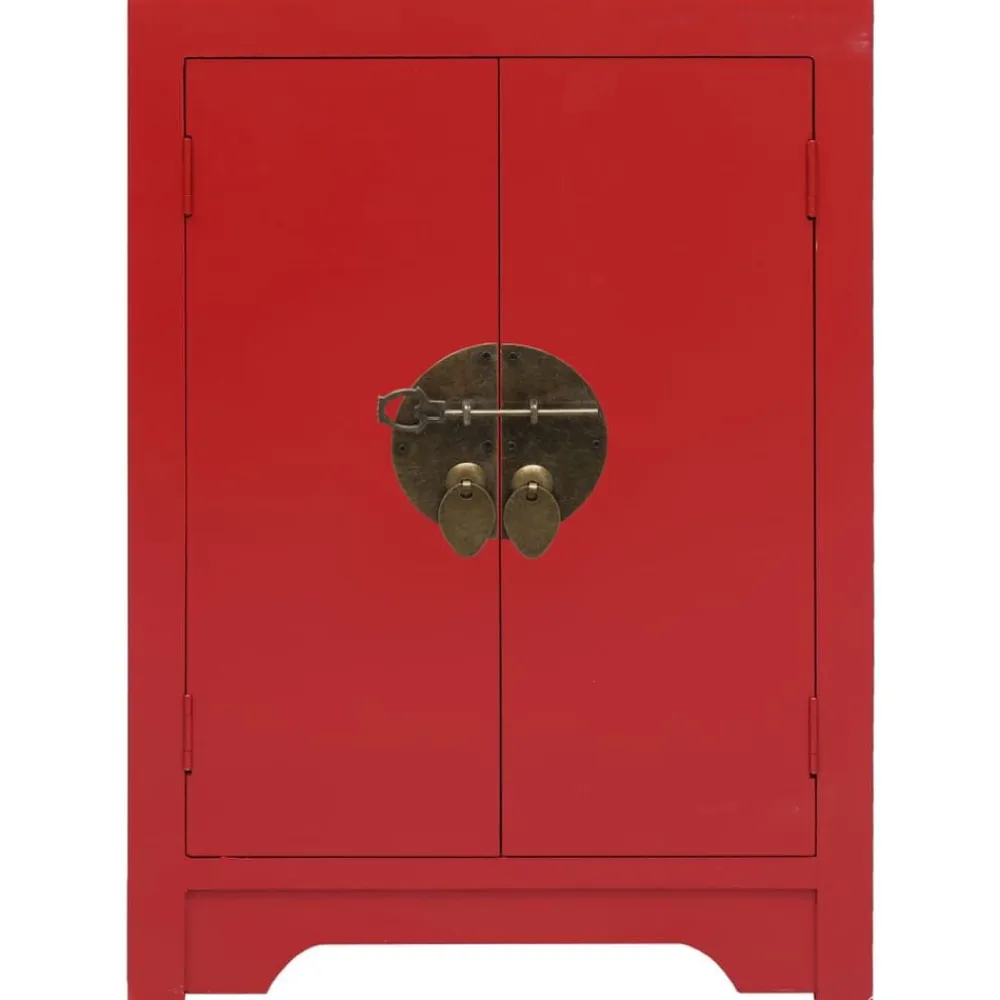 vidaXL Mesita de noche madera de Paulownia 38x28x52 cm Rojo Clearance