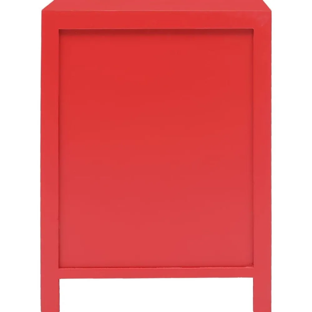 vidaXL Mesita de noche madera de Paulownia 38x28x52 cm Rojo Clearance