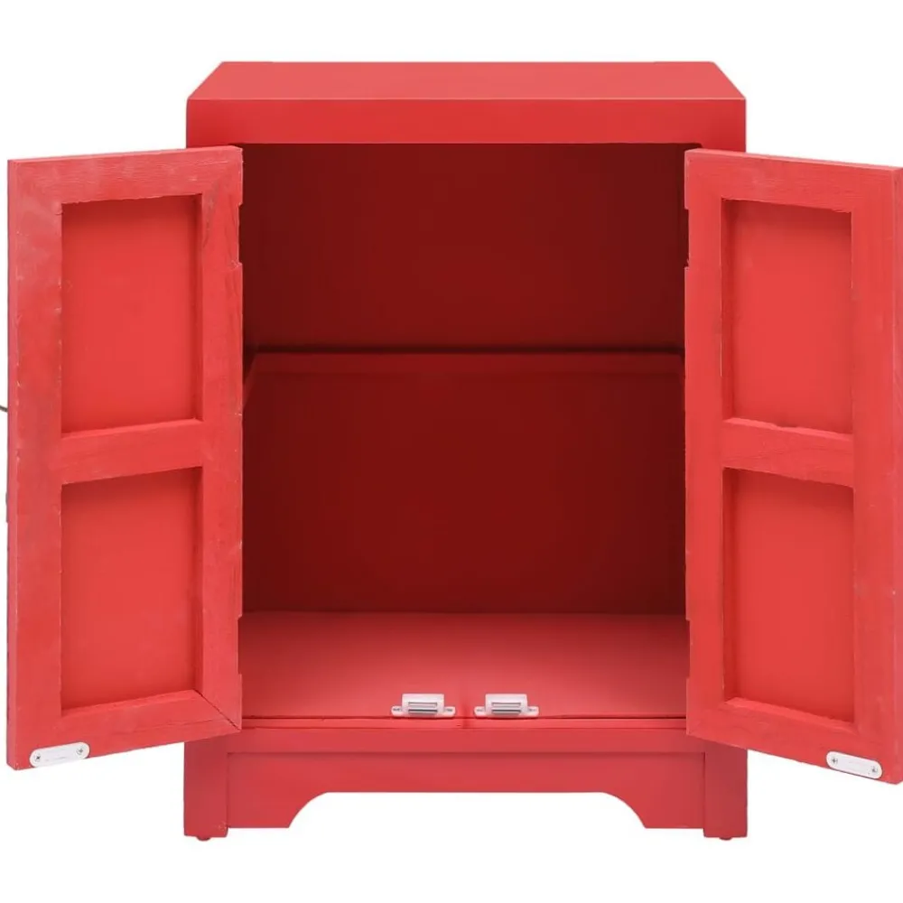 vidaXL Mesita de noche madera de Paulownia 38x28x52 cm Rojo Clearance