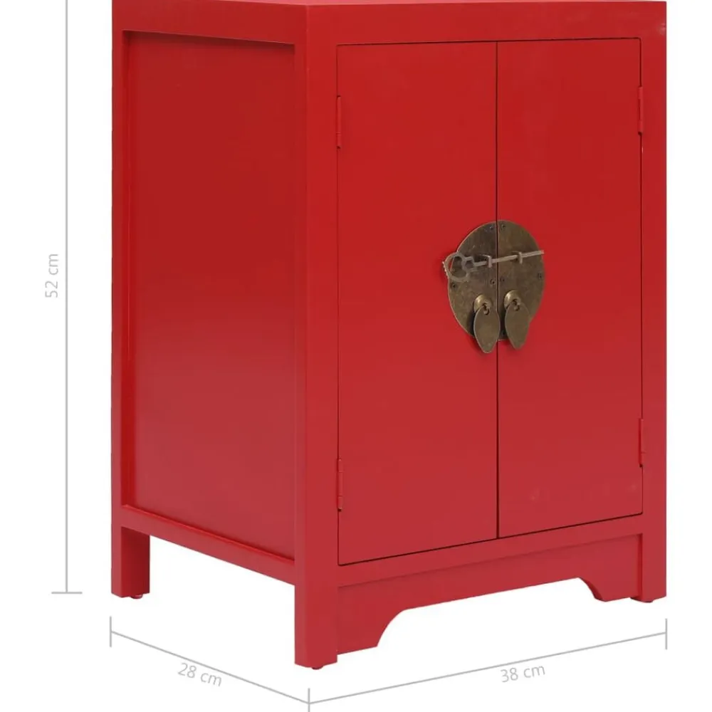 vidaXL Mesita de noche madera de Paulownia 38x28x52 cm Rojo Clearance