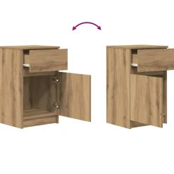 vidaXL Mesita de noche madera de ingeniería roble artisian 39x35x65 cm Roble artisan New