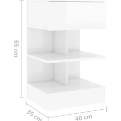 vidaXL Mesita de noche madera contrachapada blanco brillo 40x35x65 cm Blanco brillante Outlet