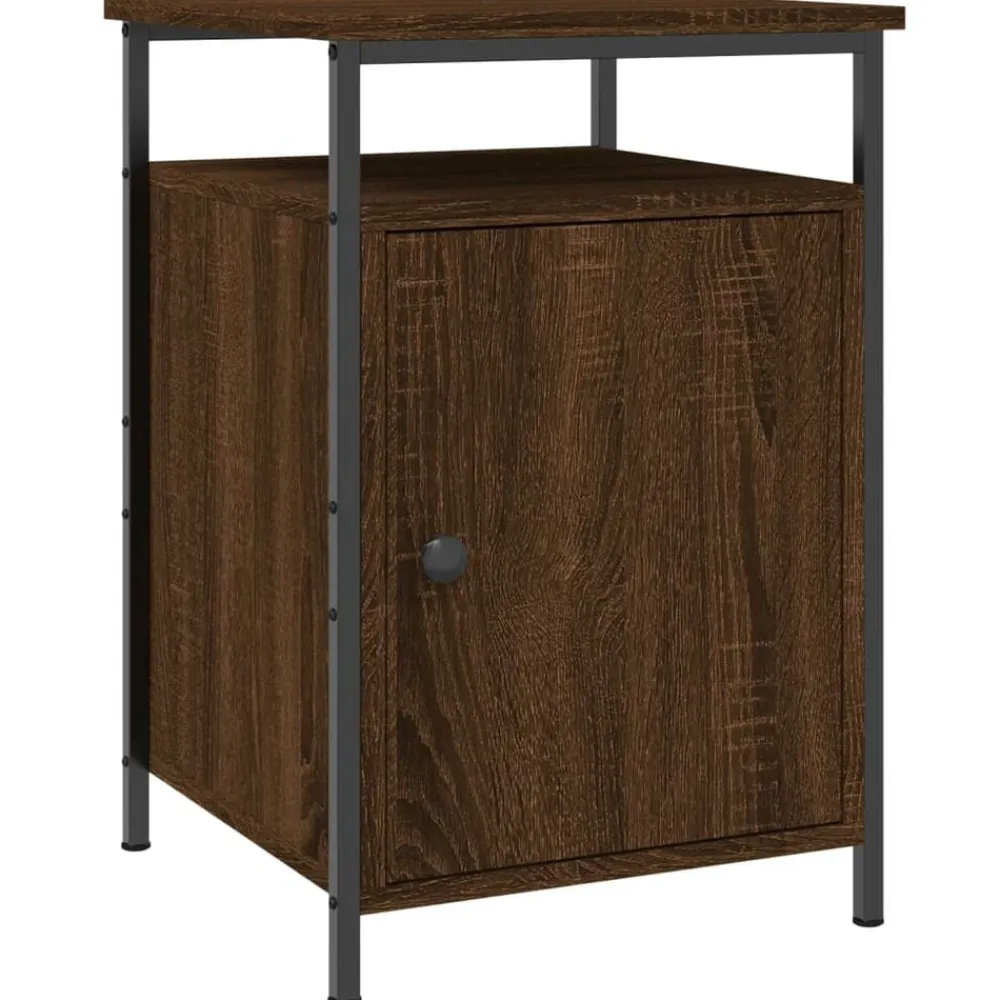 vidaXL Mesita de noche madera contrachapada marrón roble 40x42x60 cm Marrón roble Clearance