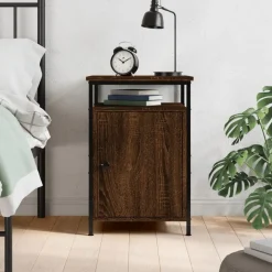 vidaXL Mesita de noche madera contrachapada marrón roble 40x42x60 cm Marr&oacute;n roble Clearance