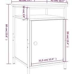 vidaXL Mesita de noche madera contrachapada marrón roble 40x42x60 cm Marrón roble Clearance