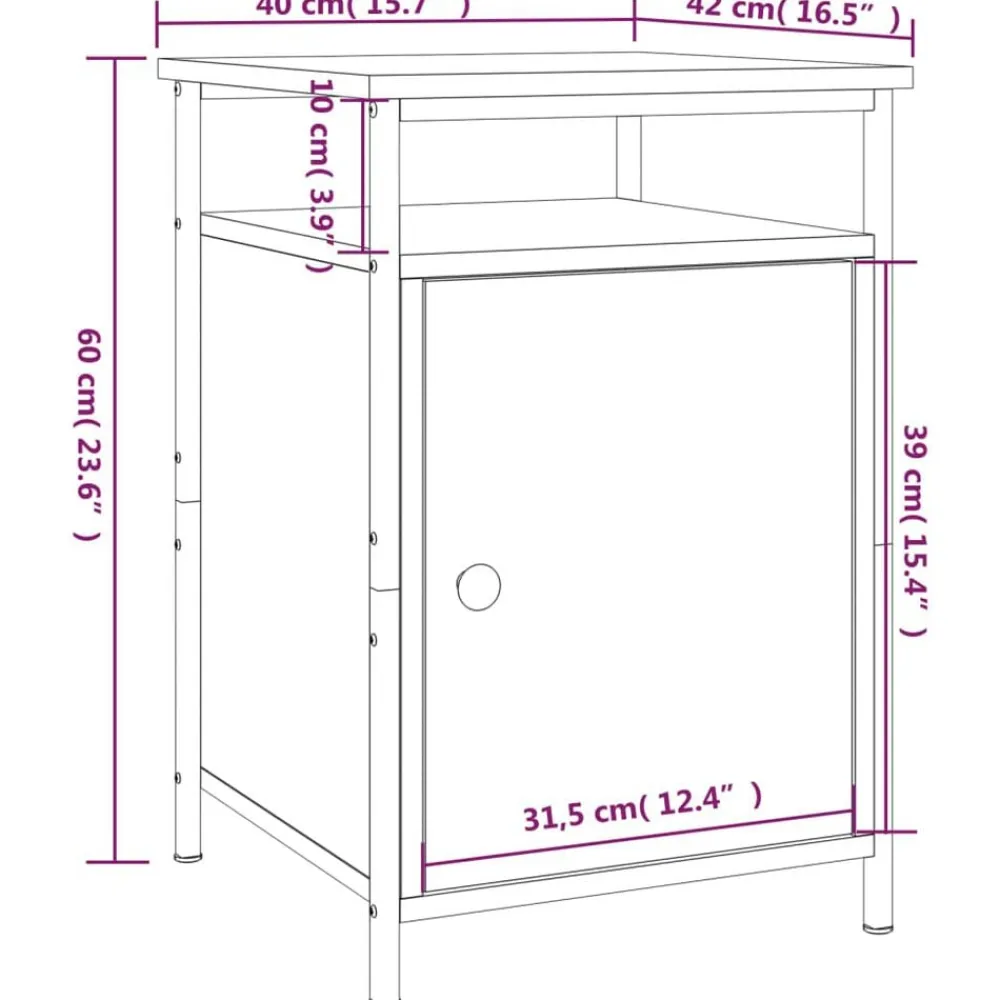 vidaXL Mesita de noche madera contrachapada marrón roble 40x42x60 cm Marrón roble Clearance