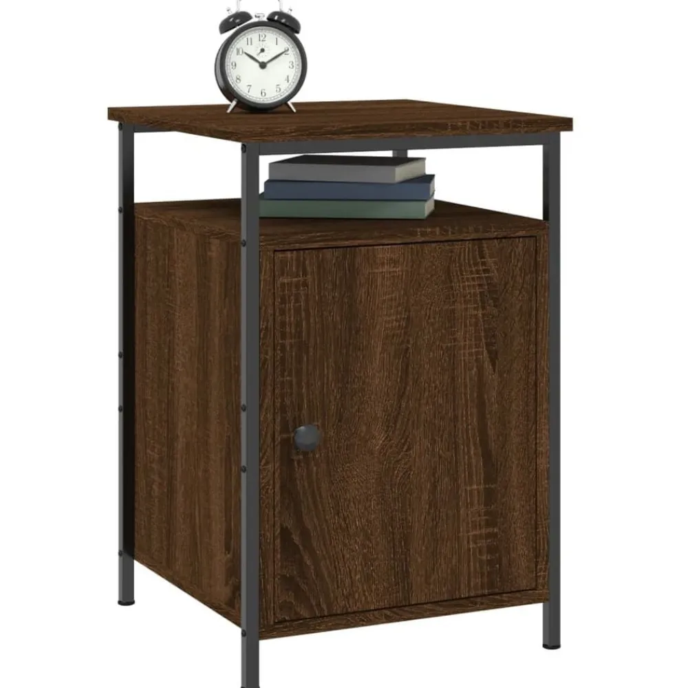 vidaXL Mesita de noche madera contrachapada marrón roble 40x42x60 cm Marrón roble Clearance