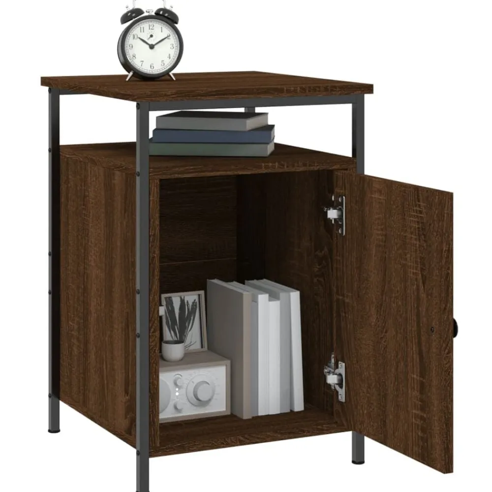 vidaXL Mesita de noche madera contrachapada marrón roble 40x42x60 cm Marrón roble Clearance