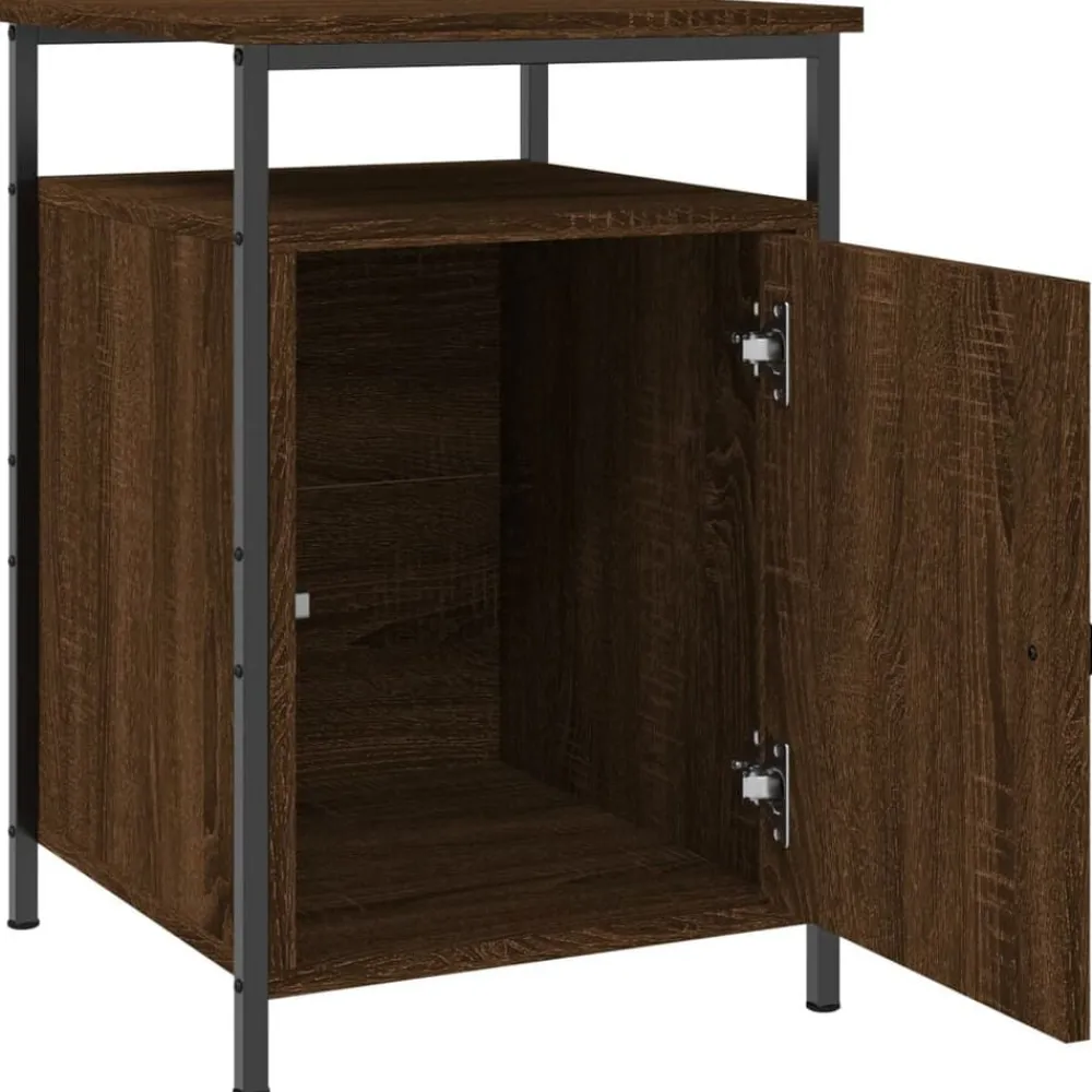 vidaXL Mesita de noche madera contrachapada marrón roble 40x42x60 cm Marrón roble Clearance