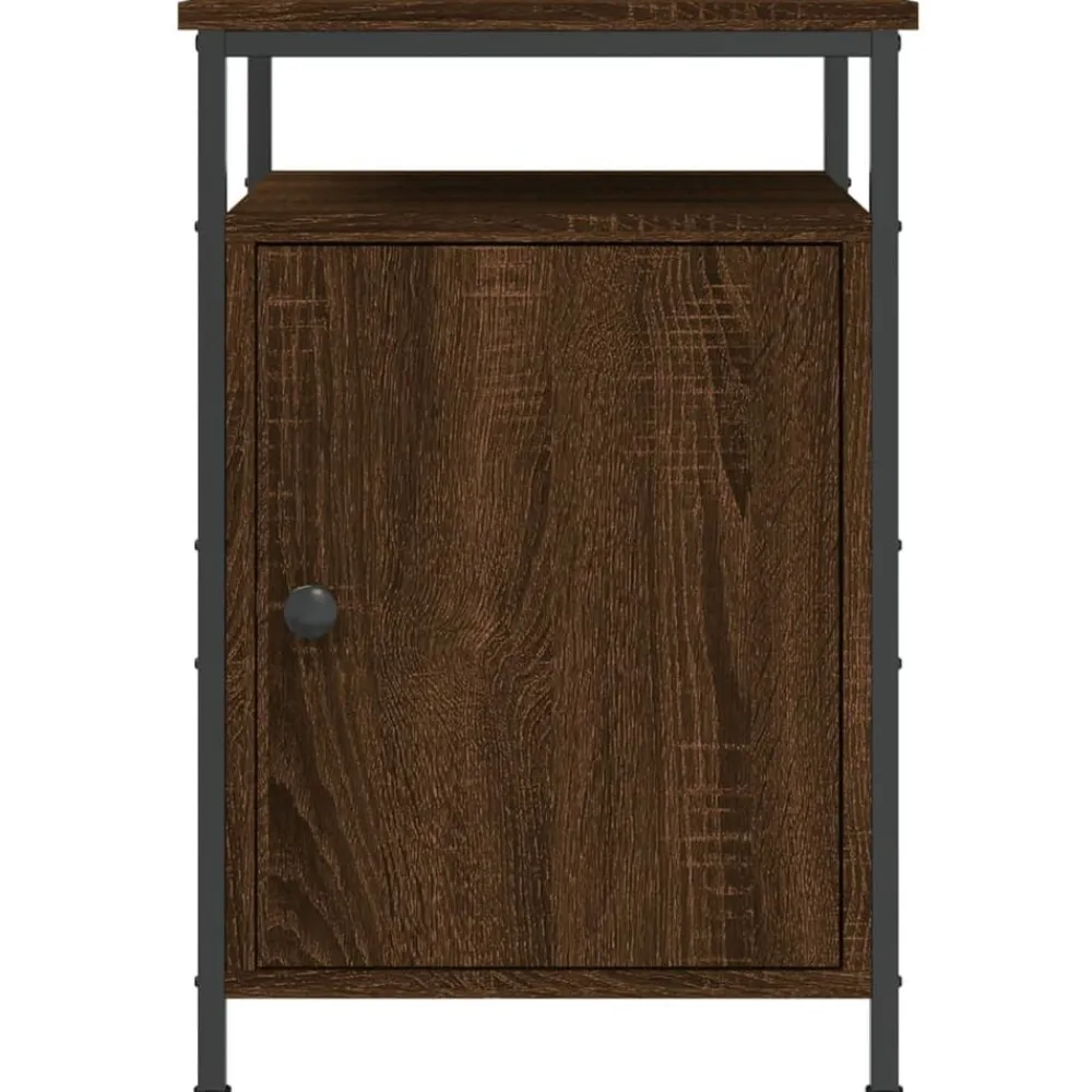 vidaXL Mesita de noche madera contrachapada marrón roble 40x42x60 cm Marrón roble Clearance