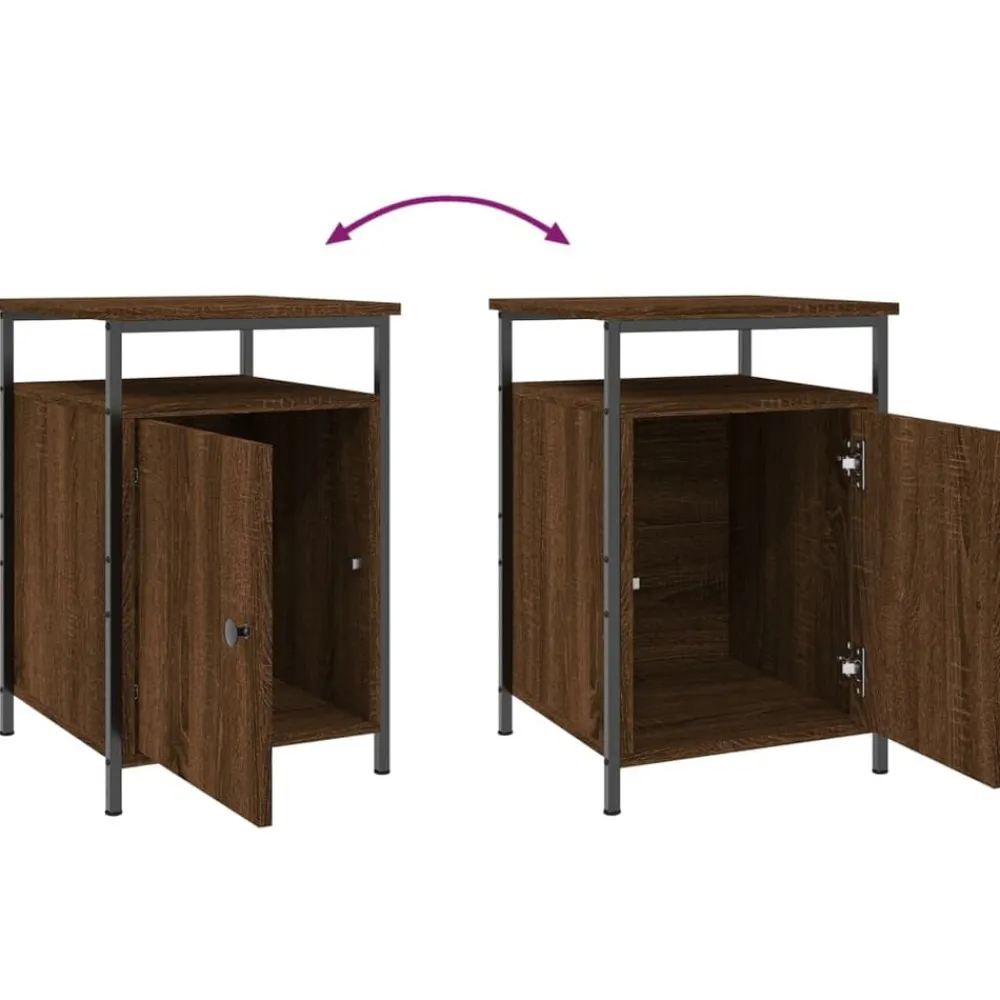 vidaXL Mesita de noche madera contrachapada marrón roble 40x42x60 cm Marrón roble Clearance
