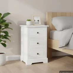 vidaXL Mesas-Mesita de noche MDF y madera de pino 35x32x59 cm