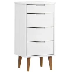 vidaXL Armarios Y Almacenamiento-Mesita de noche MOLDE madera maciza de pino blanca 40x35x82 cm