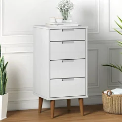 vidaXL Armarios Y Almacenamiento-Mesita de noche MOLDE madera maciza de pino blanca 40x35x82 cm