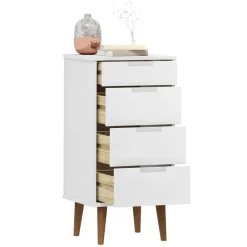 vidaXL Armarios Y Almacenamiento-Mesita de noche MOLDE madera maciza de pino blanca 40x35x82 cm