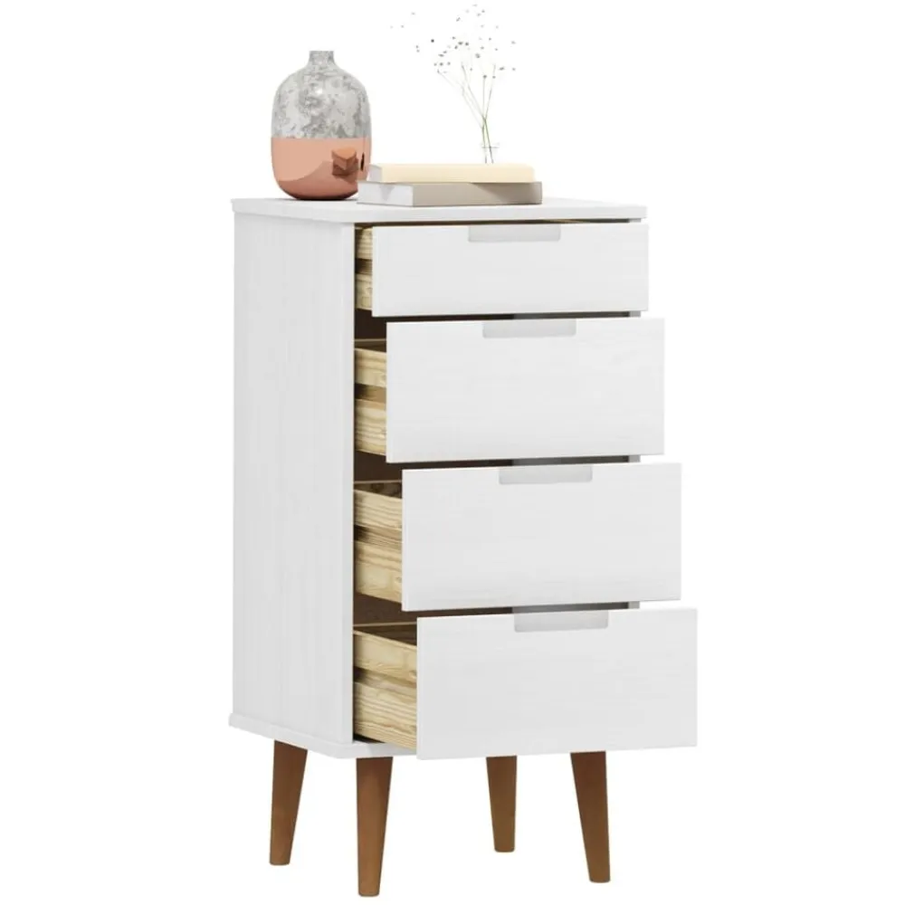 vidaXL Armarios Y Almacenamiento-Mesita de noche MOLDE madera maciza de pino blanca 40x35x82 cm