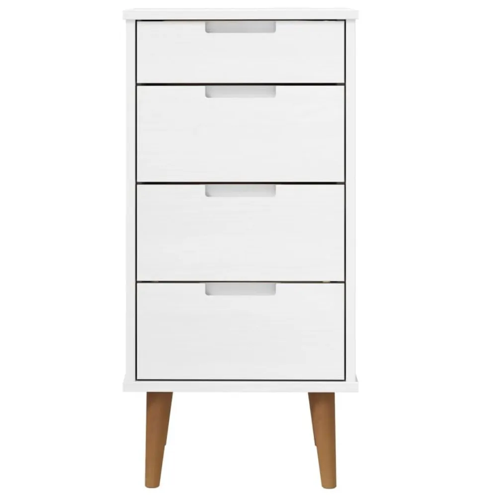 vidaXL Armarios Y Almacenamiento-Mesita de noche MOLDE madera maciza de pino blanca 40x35x82 cm