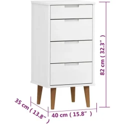 vidaXL Armarios Y Almacenamiento-Mesita de noche MOLDE madera maciza de pino blanca 40x35x82 cm