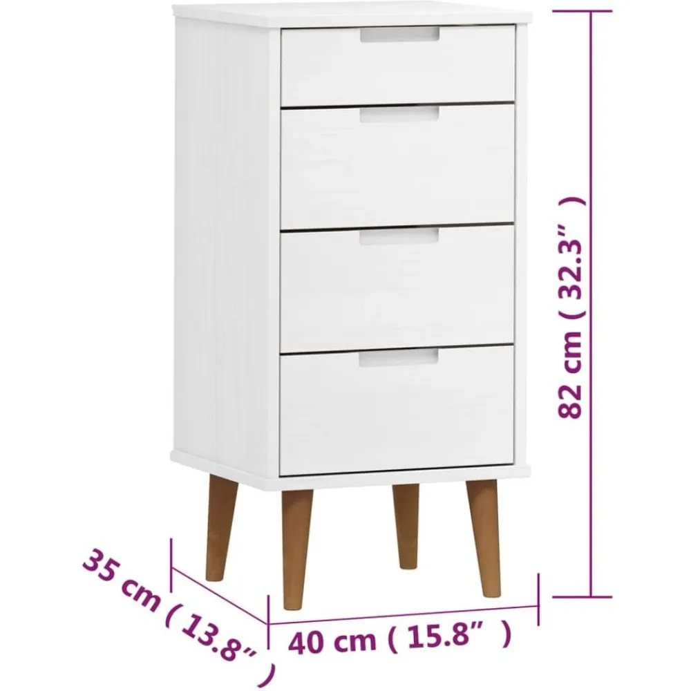 vidaXL Armarios Y Almacenamiento-Mesita de noche MOLDE madera maciza de pino blanca 40x35x82 cm