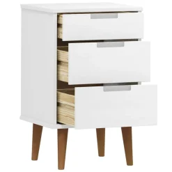vidaXL Mesas-Mesita de noche MOLDE madera maciza de pino blanca 40x35x65 cm