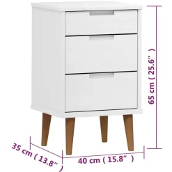 vidaXL Mesas-Mesita de noche MOLDE madera maciza de pino blanca 40x35x65 cm