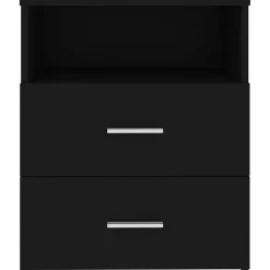 vidaXL Mesita de noche negra 50x32x60 cm Negro New