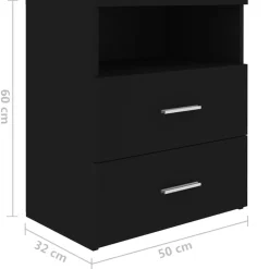 vidaXL Mesita de noche negra 50x32x60 cm Negro New