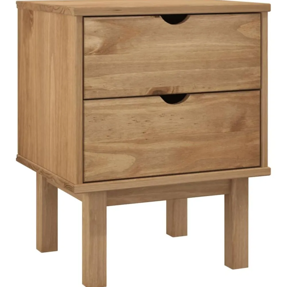 vidaXL Mesita de noche OTTA madera maciza de pino 45x39x57 cm Marrón Outlet