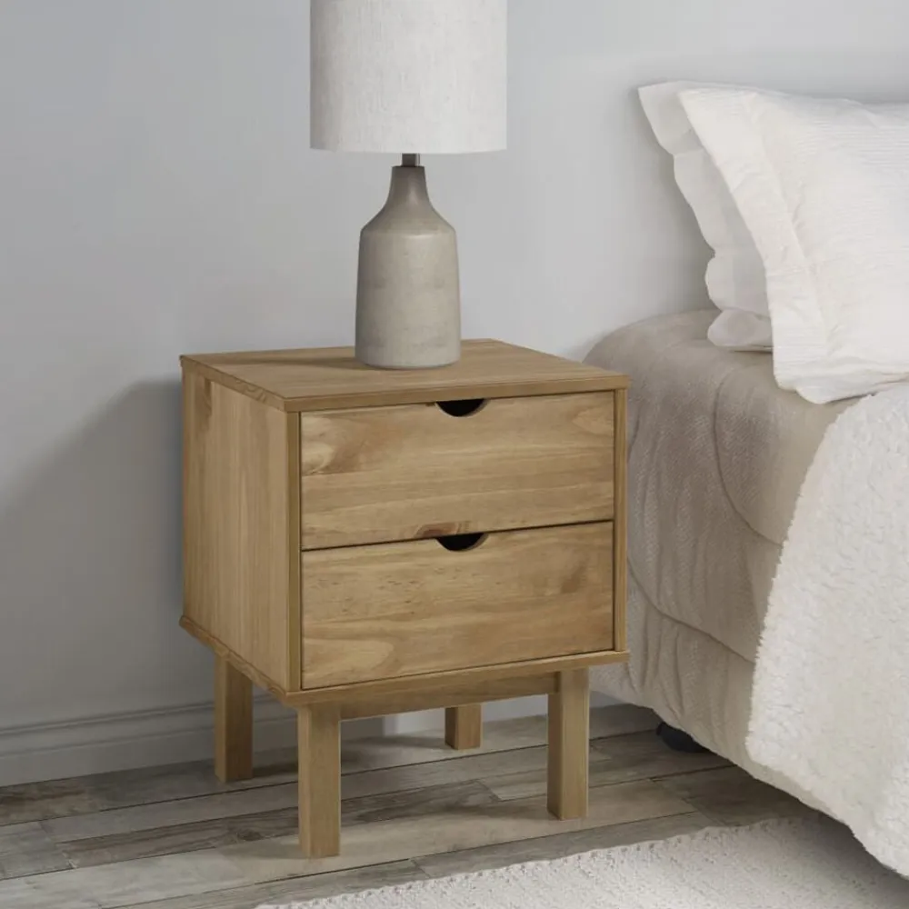 vidaXL Mesita de noche OTTA madera maciza de pino 45x39x57 cm Marrón Outlet