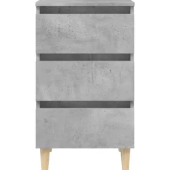 vidaXL Mesita de noche patas madera maciza gris hormigón 40x35x69 cm Gris hormigón Sale