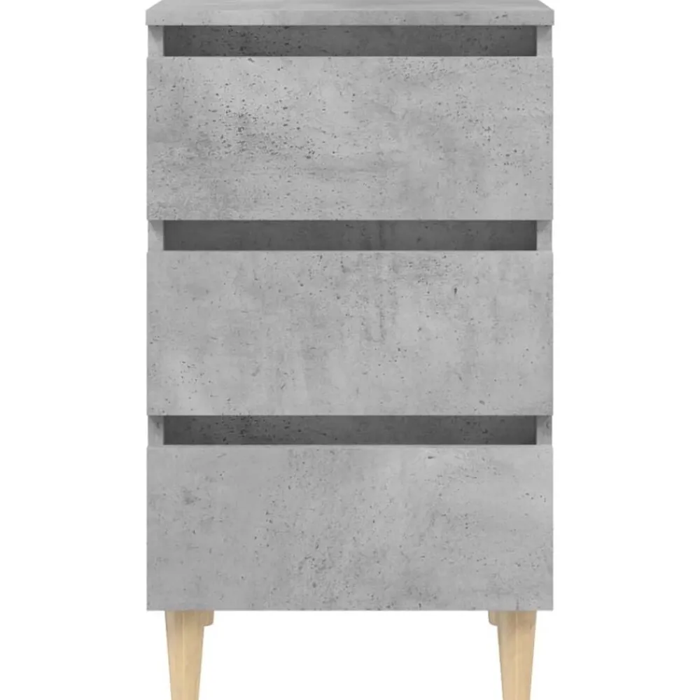 vidaXL Mesita de noche patas madera maciza gris hormigón 40x35x69 cm Gris hormigón Sale