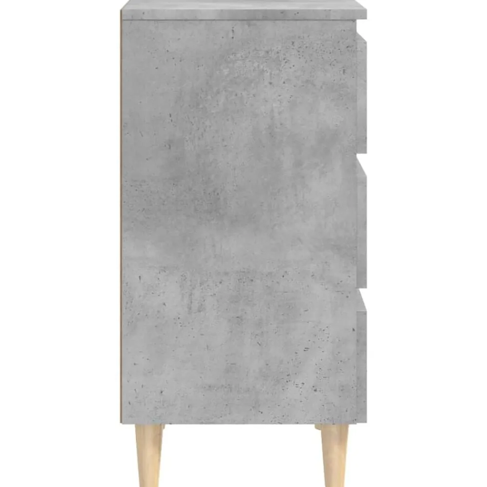 vidaXL Mesita de noche patas madera maciza gris hormigón 40x35x69 cm Gris hormigón Sale