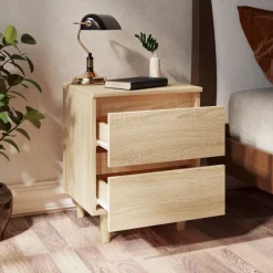 vidaXL Mesas-Mesita de noche patas madera maciza 40x35x50 cm