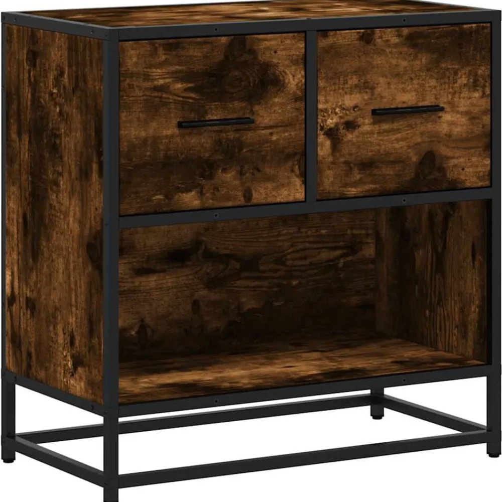 vidaXL Mesita de noche 60x31x60 cm madera contrachapada Roble ahumado Discount