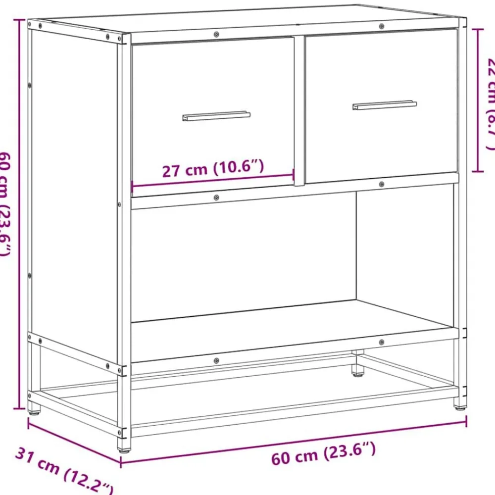 vidaXL Mesita de noche 60x31x60 cm madera contrachapada Roble ahumado Discount