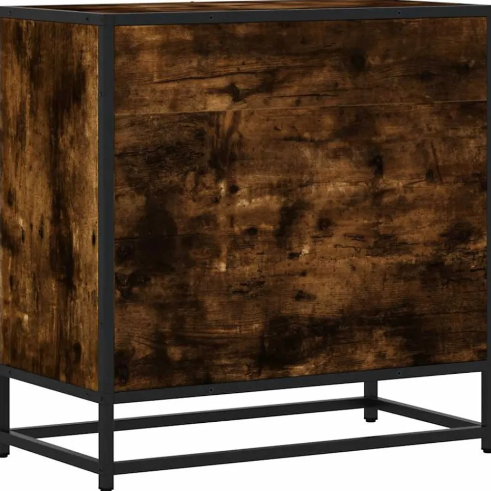 vidaXL Mesita de noche 60x31x60 cm madera contrachapada Roble ahumado Discount