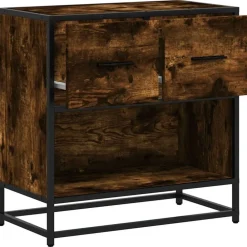 vidaXL Mesita de noche 60x31x60 cm madera contrachapada Roble ahumado Discount