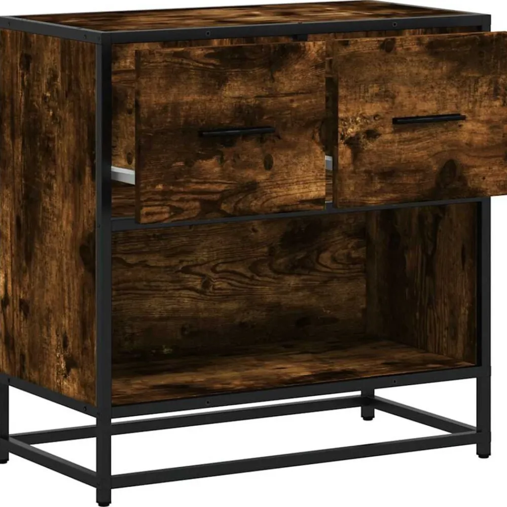 vidaXL Mesita de noche 60x31x60 cm madera contrachapada Roble ahumado Discount