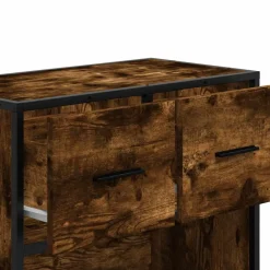 vidaXL Mesita de noche 60x31x60 cm madera contrachapada Roble ahumado Discount