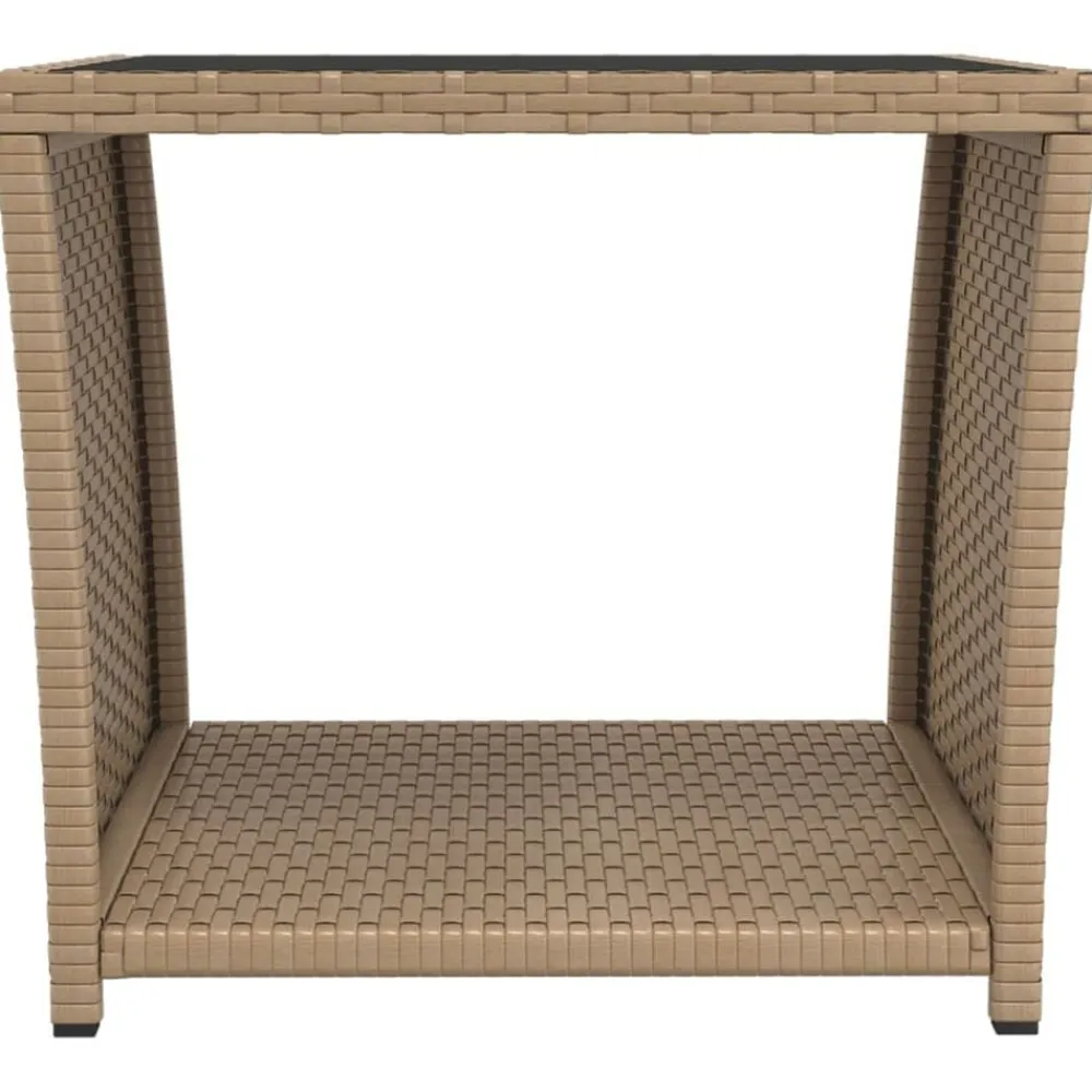 vidaXL Muebles De Jardín-Mesita de ratán sintético y superficie de vidrio templado
