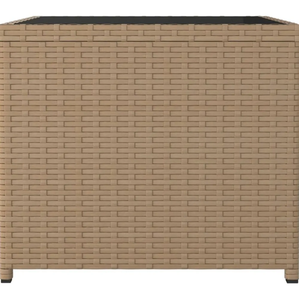 vidaXL Muebles De Jardín-Mesita de ratán sintético y superficie de vidrio templado