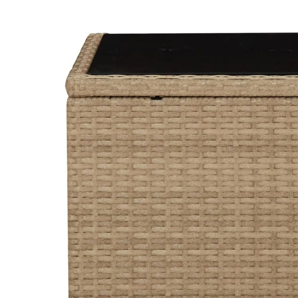 vidaXL Muebles De Jardín-Mesita de ratán sintético y superficie de vidrio templado