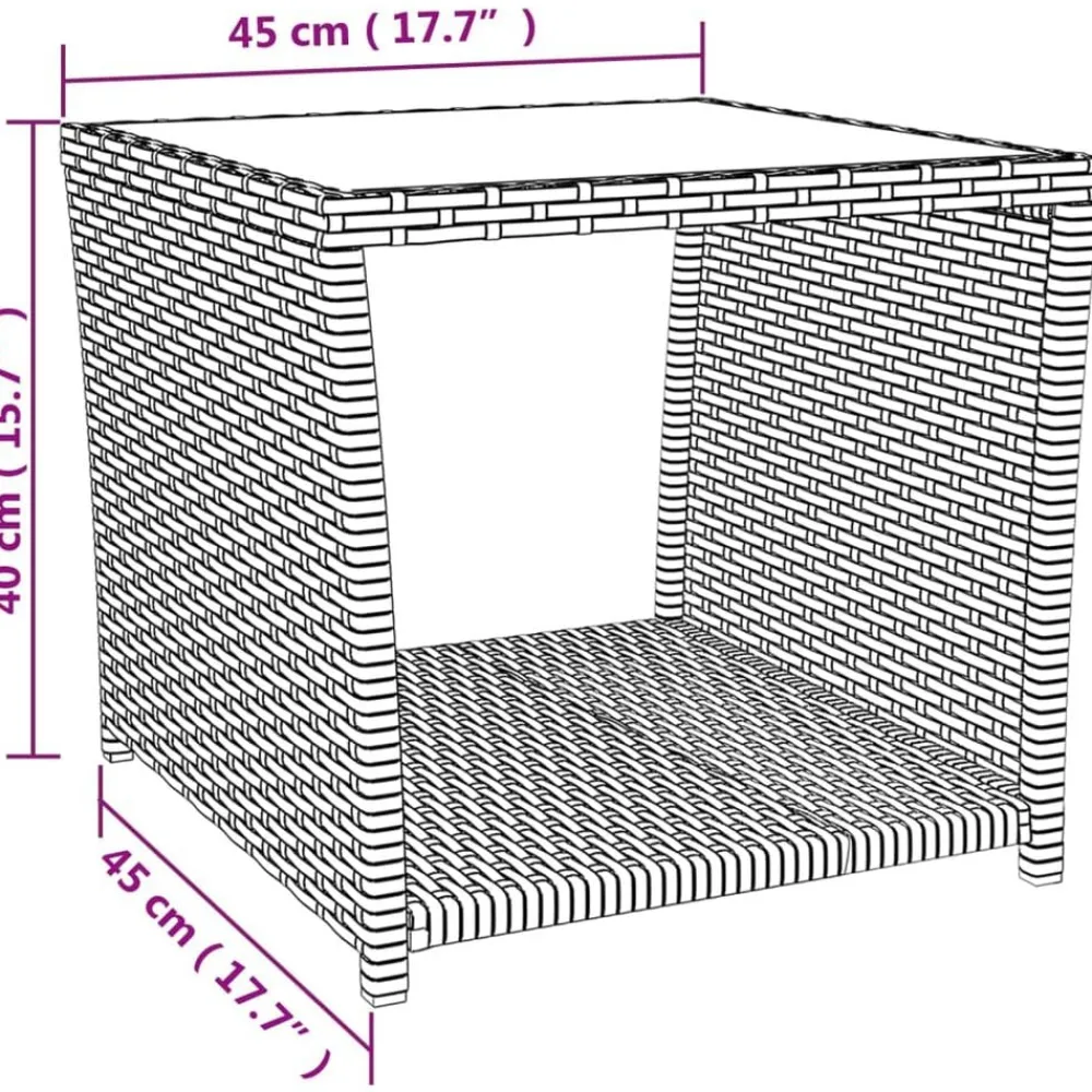 vidaXL Muebles De Jardín-Mesita de ratán sintético y superficie de vidrio templado