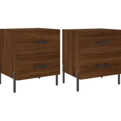 vidaXL Mesas-Mesita noche 2 uds madera ingeniería marrón roble 40x35x47,5 cm