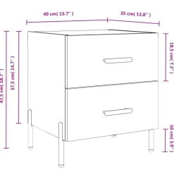 vidaXL Mesas-Mesita noche 2 uds madera ingeniería marrón roble 40x35x47,5 cm