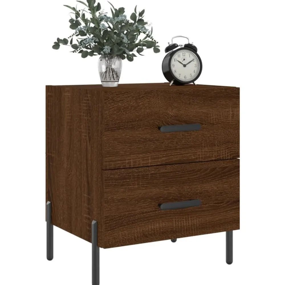 vidaXL Mesas-Mesita noche 2 uds madera ingeniería marrón roble 40x35x47,5 cm