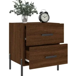 vidaXL Mesas-Mesita noche 2 uds madera ingeniería marrón roble 40x35x47,5 cm